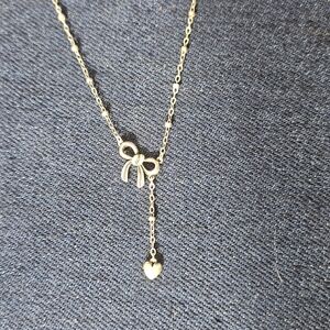 James Avery Silver Bow and Heart Necklace